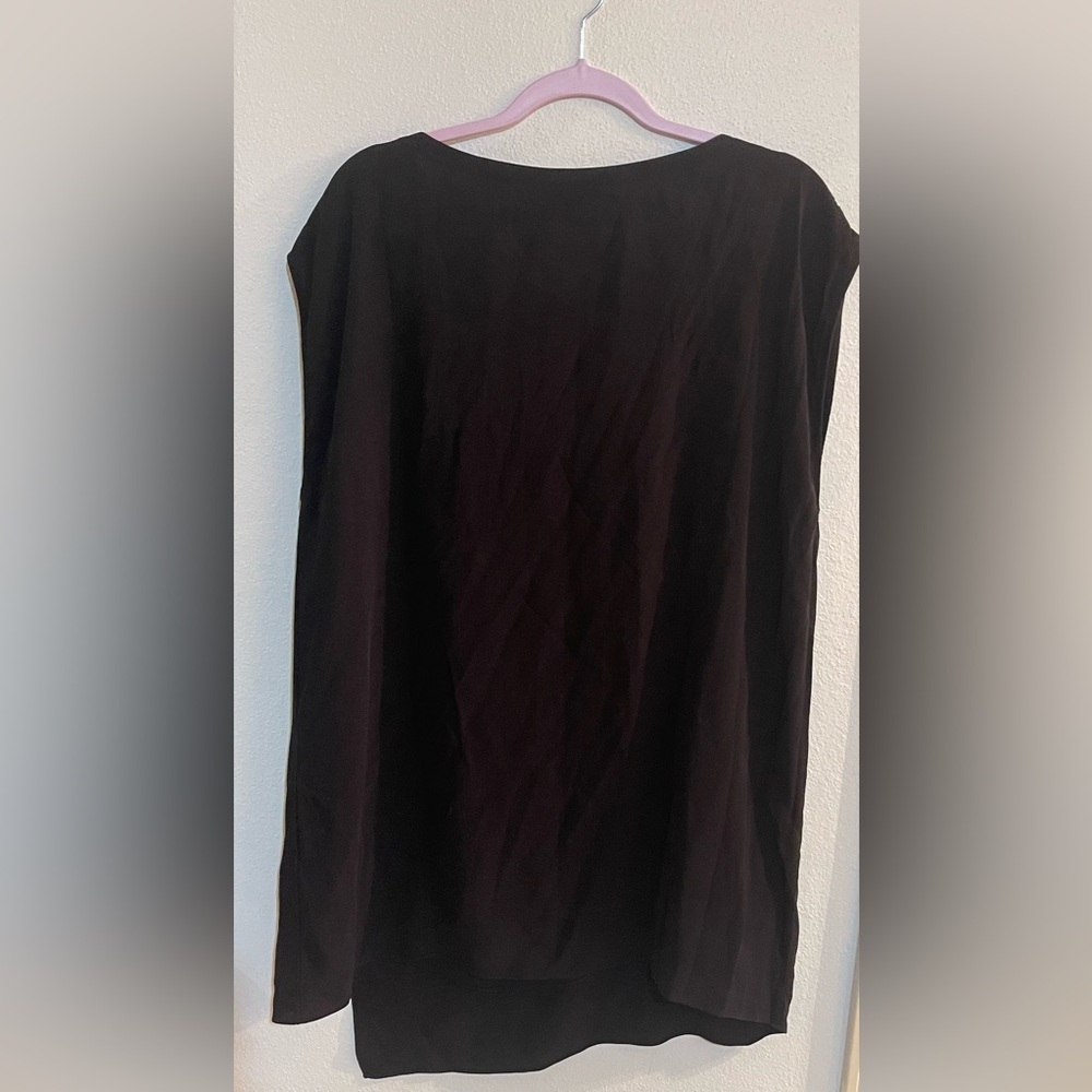 Eileen Fisher 100%Silk Shirt Size Large Black Sleeveless Lightweight - Picture 2 of 7